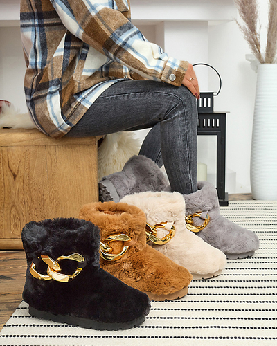 Серые женские сапоги-снежки с мехом Sattopa- Footwear