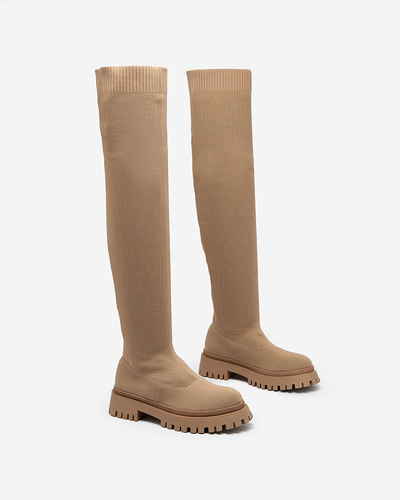 Royalfashion Brown women's slip-on over-the-knee boots Radgitas