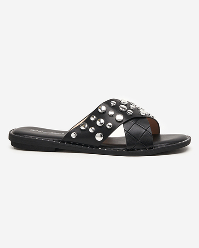 Black women's slippers with rhinestones Rokina - Footwear