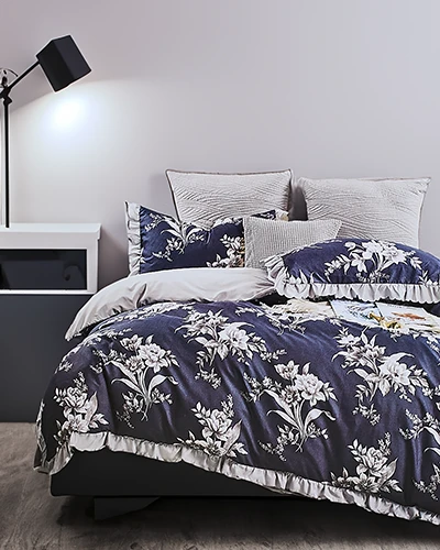 Royalfashion Rakstainas gultasveļas komplekts ar volānu 160x200 3 gabalu komplekts