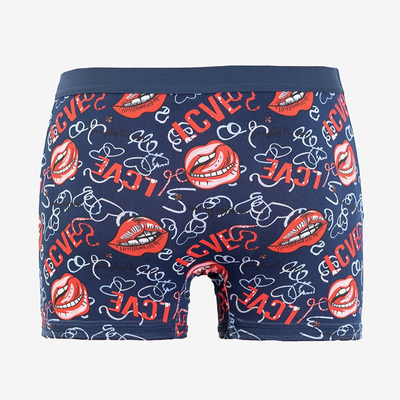 Navy blue men's printed boxers - Underwear