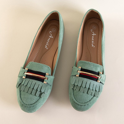 Green women's moccasins with tassels Morisa - Footwear