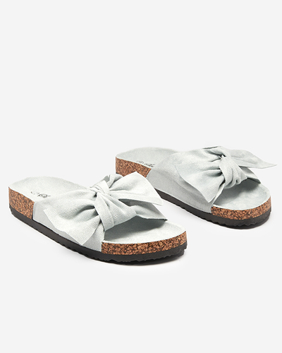 Голубые женские шлепанцы с бантом Ewerka