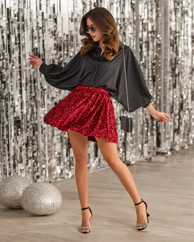 Royalfashion Short women's skirt with sequins