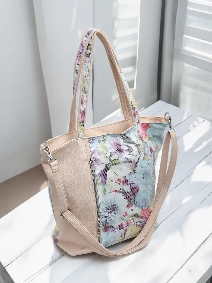 Royalfashion Large eco-leather bag with flowers