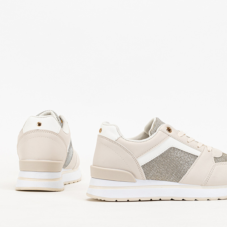 OUTLET Beige women's sports sneakers with glitter Berilan - Footwear