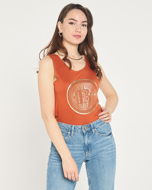 Ladies' top with golden camel print - Clothing