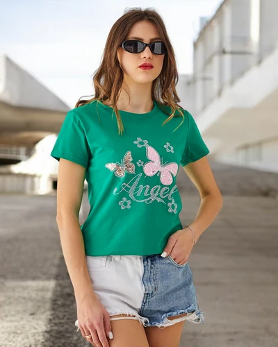 Royalfashion Women's Cotton T-Shirt Butterfly