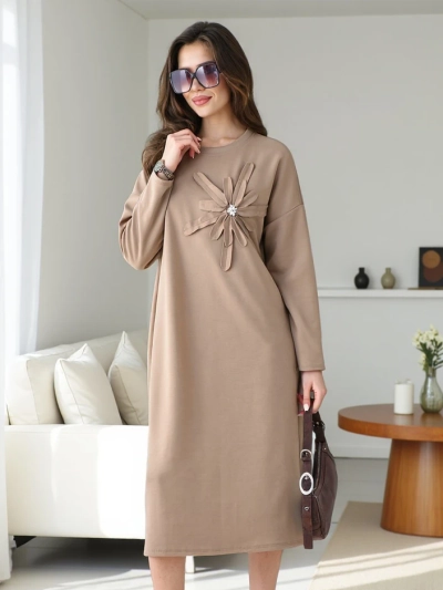 Royalfashion Women's midi dress oversized fabric with a flower