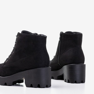 Black flat-heeled lace-up ankle boots Buster - Footwear