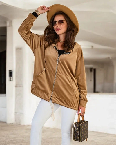 Royalfashion Sieviešu džemperis bez rāvējslēdzēja ar kapuci