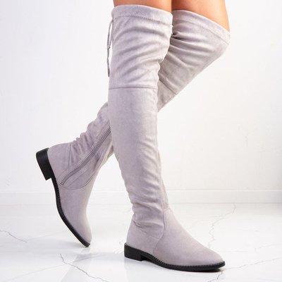 Gray boots from eco - suede Taramina - Footwear 1