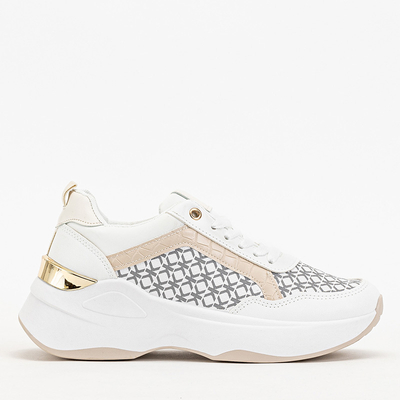 Beige and white women's sports shoes Weniso sneakers - Footwear