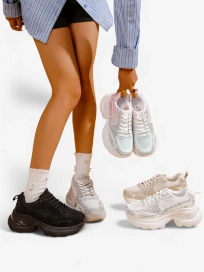Royalfashion Women's Sports Sneakers with Rhinestones Bloss