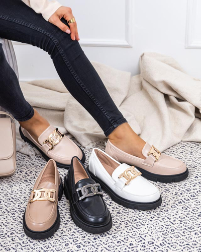 White women's half shoes with chain Semla - Footwear