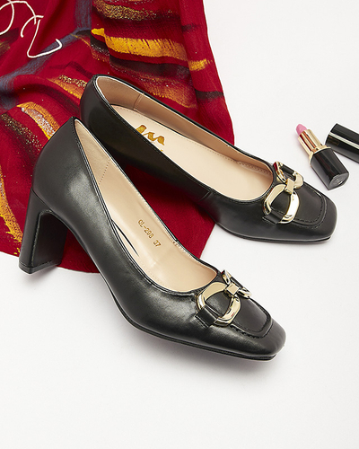 Black women's moccasin style pumps Cancoro- Footwear
