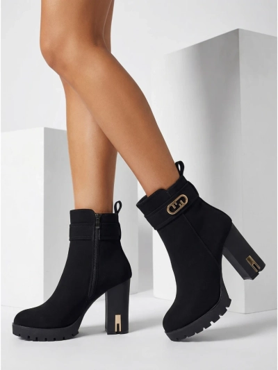 Damen Stiefeletten Öko-Wildleder mit Blockabsatz Tovia