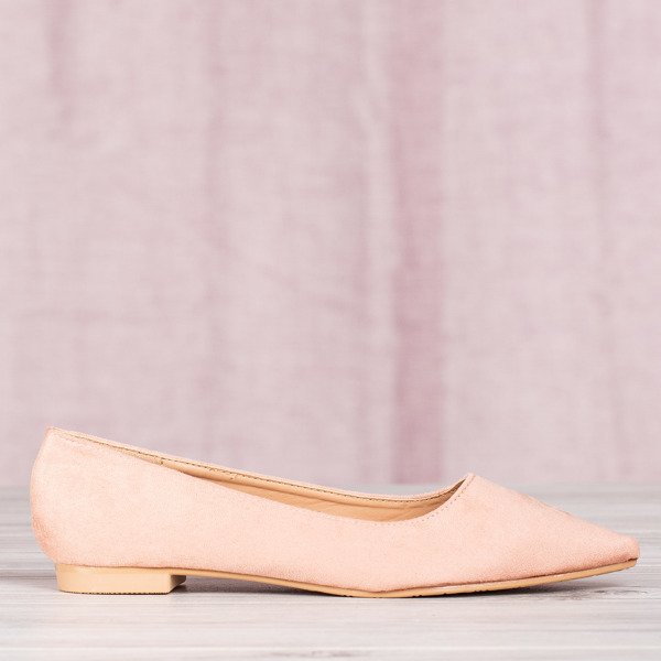 Różowe baleriny ze szpicowatym noskiem Revissela - Obuwie