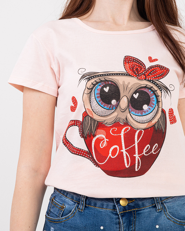 Women's pink owl t-shirt - Clothing
