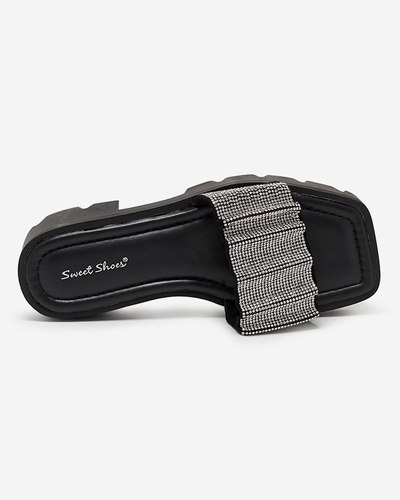 Black women's flip-flops with zircons Emkoy - Footwear
