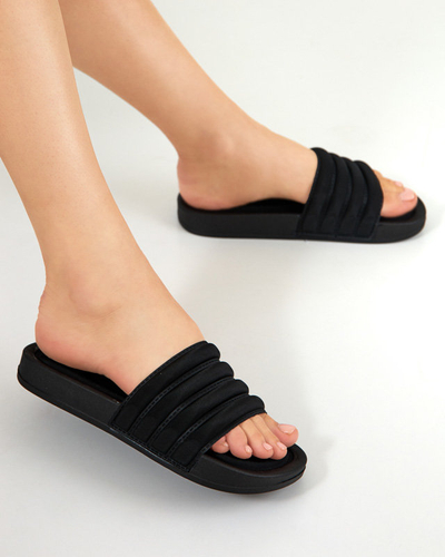 Women's striped slippers in black Lenira - Footwear