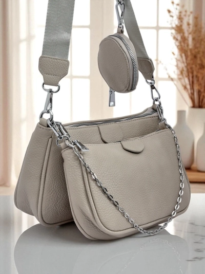 Arete MultiSet Women's Handbag Eco-Leather Dove Gray, 3-in-1 Elegance