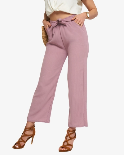 Purple women's wide fabric pants - Clothing