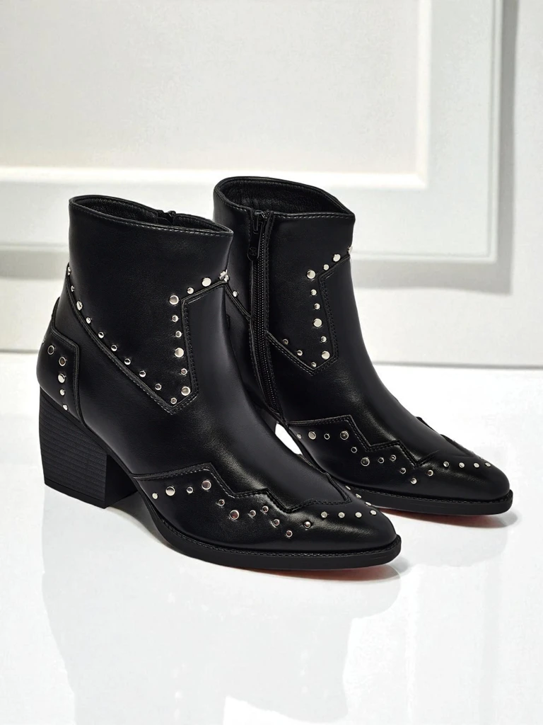 Kowbojki damskie na obcasie z dżetami Glaciere