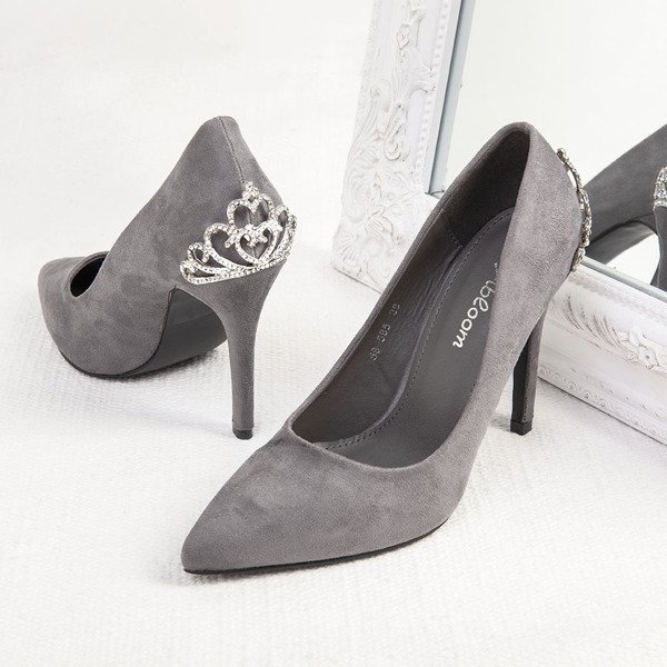 Gray heels with Devya decoration - Footwear