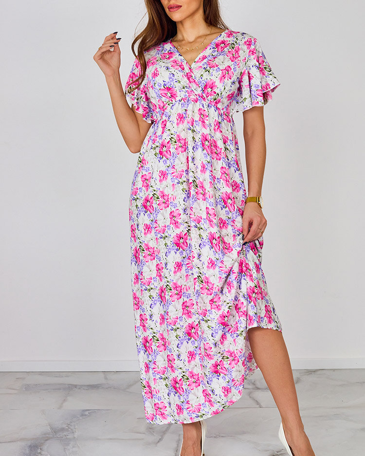 Royalfashion Sieviešu puķaina midi kleita