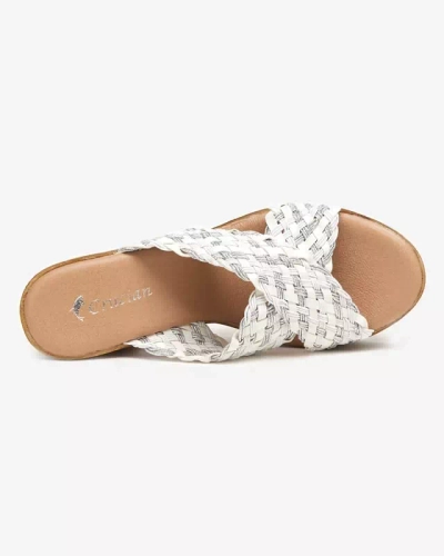 OUTLET Women's white slippers on a high post Kotinso - Footwear