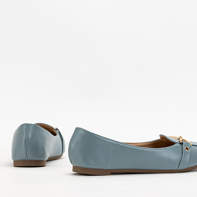 Blue women's ballerinas with an ornament on the toe Bonera - Shoes