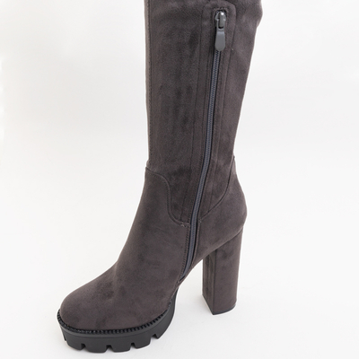 Graphite over-the-knee boots with high heel Shibi- Footwear
