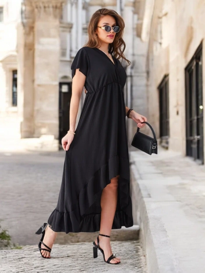 Royalfashion Women's midi dress with an asymmetrical hem