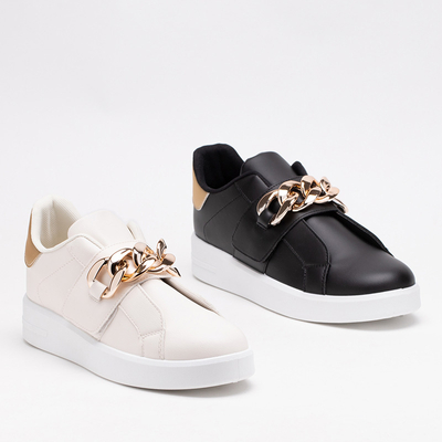 OUTLET Cream women's slip-on sports shoes Derera - Footwear
