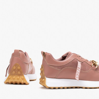 Pink women's sports shoes with a gold chain Nerika - Footwear