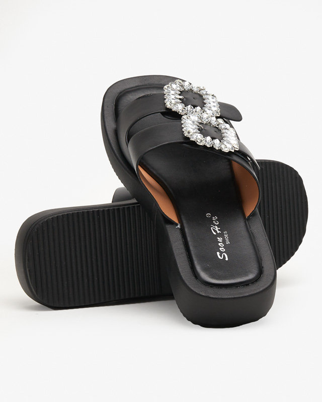 Ladies 'black slippers with crystals Azazel - Footwear