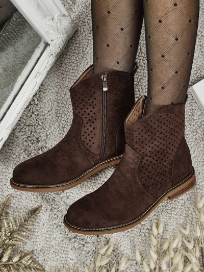 Openwork Eco Suede Ankle Boots with Natural Insole Nolani