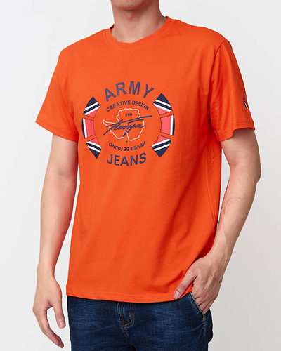 Orange men's printed t-shirt - Clothing