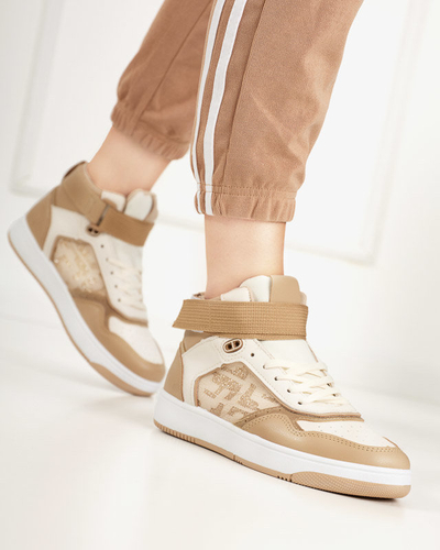 Women's light brown sports shoes with a high upper Retila - Footwear