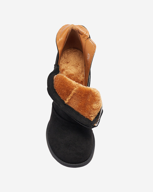 Сапоги женские на стойке с вырезами черного цвета. Encura-Обувь