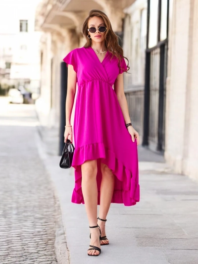 Royalfashion Women's midi dress with an asymmetrical hem