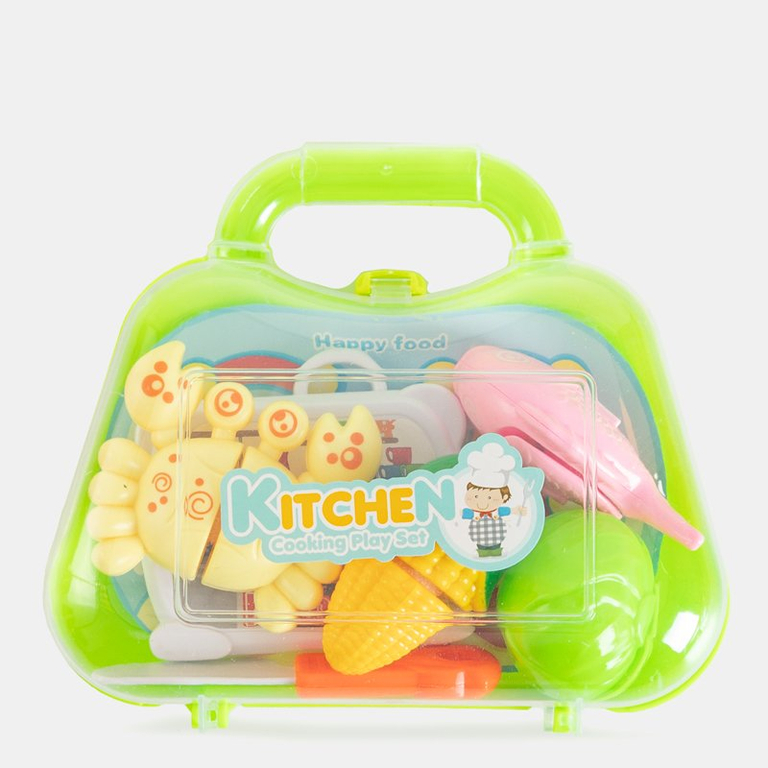 Green children's cutting set in a case - Toys
