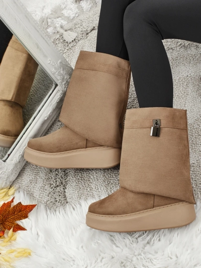 Elizze Women's Short Snow Boots with Detachable Upper