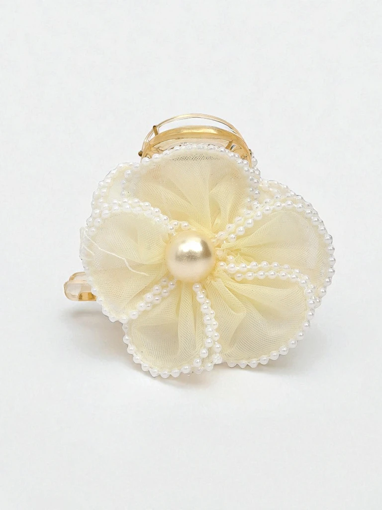 Royalfashion Hair Clip with Pearls and Tulle Flower