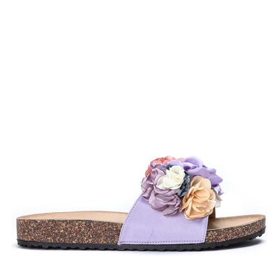 Purple flip-flops with decorative flowers Vilena - Footwear 1
