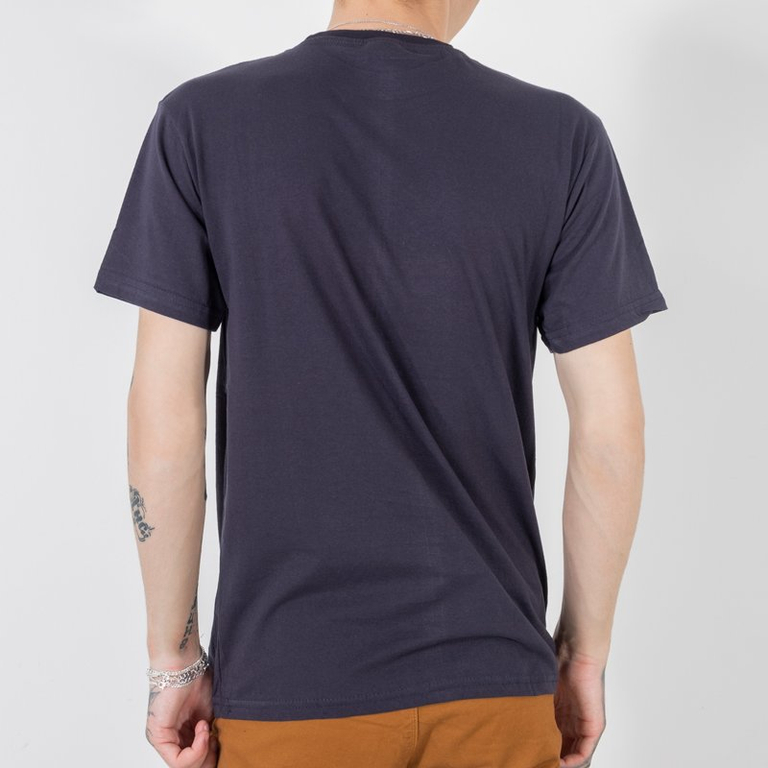 Men's navy blue cotton t-shirt with print - Clothing