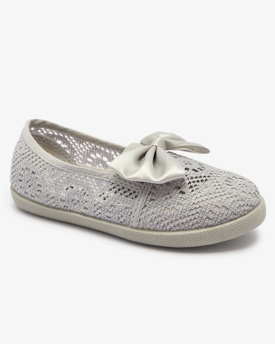 Meiteņu pelēkas slip on kedas ar loku Sweet Time - Apavi