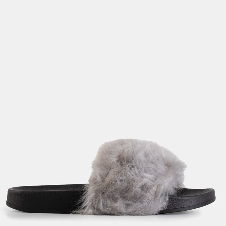 Light gray women's slippers with fur Danita - Footwear