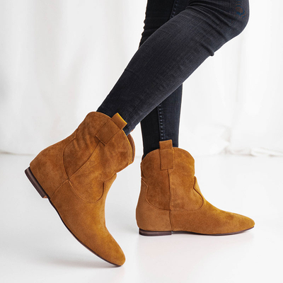 Women's slip-on boots a'la cowboy boots in camel Renola - Footwear